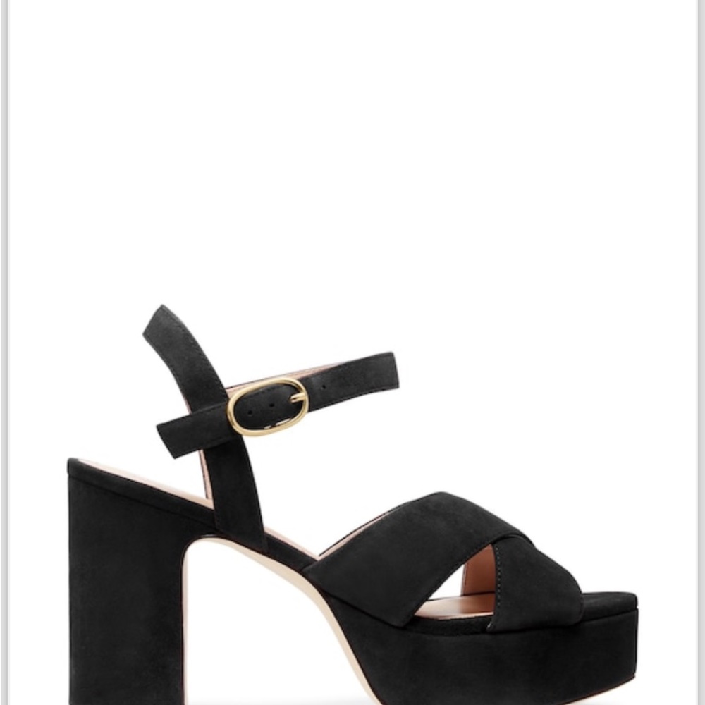 Stuart Weitzman Cassidy Suede Black Platform Sandals. New in Box. size 7